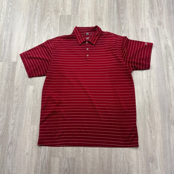 Nike Golf Polo Shirt Men's 2XL Red White Striped Collared Golfing Performance - Picture 1 of 9